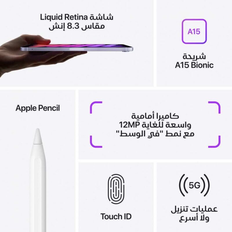 ⁦ابل - ايباد ميني 6، ( بدون شريحة )، 8.3 بوصة⁩ - الصورة ⁦7⁩