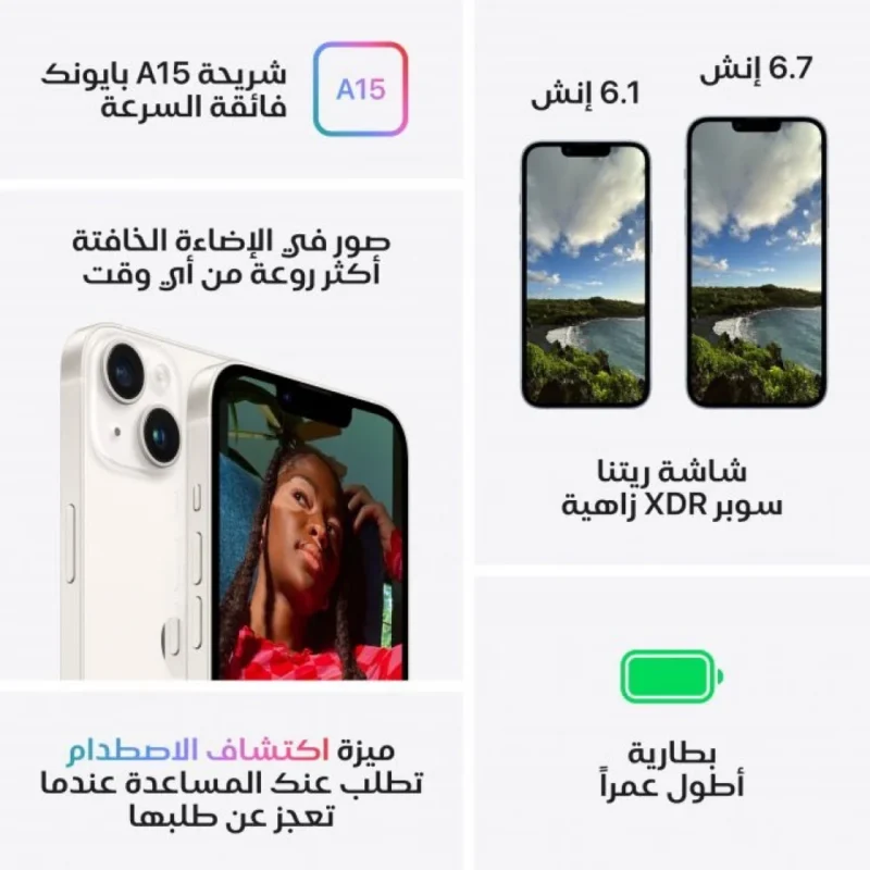⁦ابل - ايفون 14، الجيل الخامس، 128 جيجا. الوان متعددة⁩ - الصورة ⁦5⁩