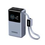 شاشة NEXODE Pro الذكية بحجم 55 واط من UGREEN 10000mAh، بنك طاقة صغير مع كابل Type-C مدمج – رمادي
