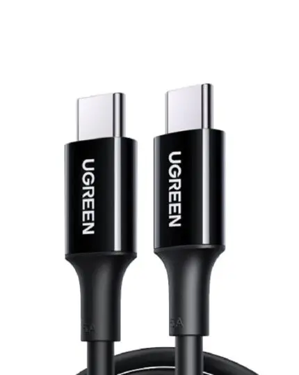 سلك شاحن يوجرين من USB-C إلى USB-C بطول 2 م وبقوة 100 واط - أسود
