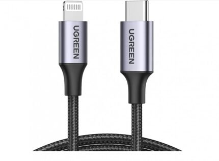 يوجرين كيبل شحن نايلون مظفر USB-C إلى آيفون بطول 1 م - أسود معتمد من ابل