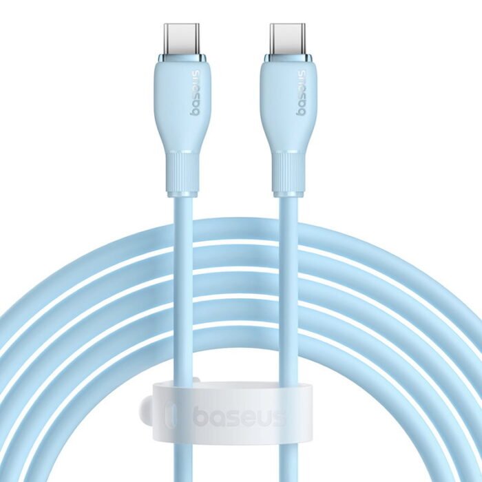 ⁦كابل شحن ونقل بيانات Baseus Pudding Series USB-C إلى USB-C بقدرة 100 واط – أزرق⁩ - الصورة ⁦1⁩