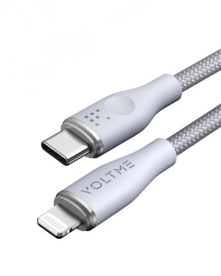 كابل VOLTME مضفر مزدوج Type-C إلى Lightning 3A / 1.2M مع موصل من الزنك باللون الرمادي