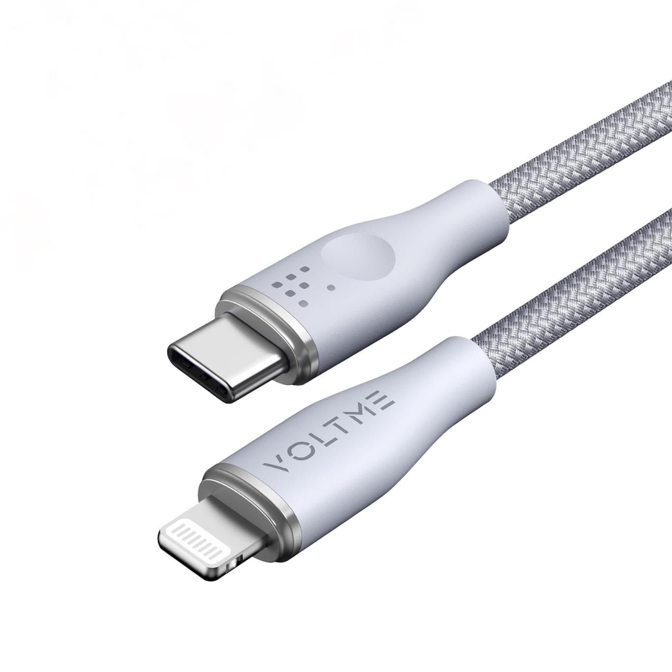 voltme-c2082-powerlink-rugg-60w-type-c-a-b65f.jpg كابل VOLTME مضفر مزدوج Type-C إلى Lightning 3A / 1.2M مع موصل من الزنك باللون الرمادي - الصورة 1